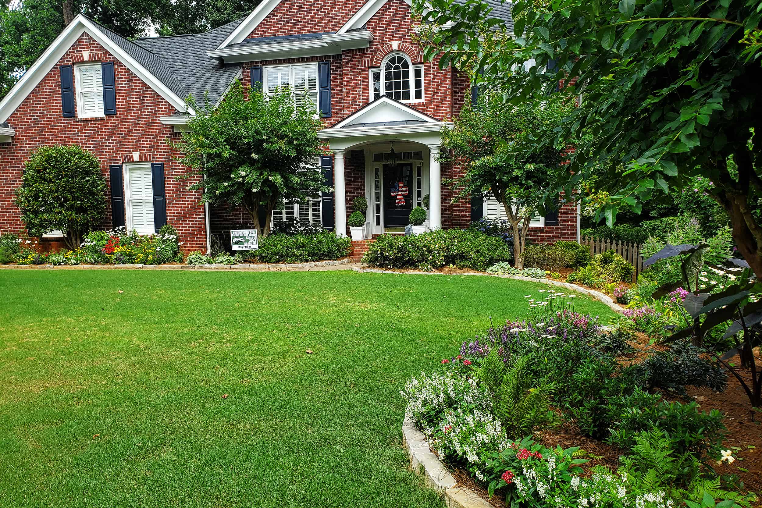 Lawrenceville landscaping for front yard with flower beds