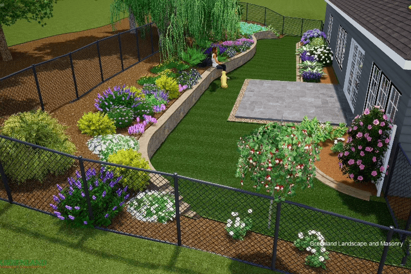 3D Design of yard With Knee Wall